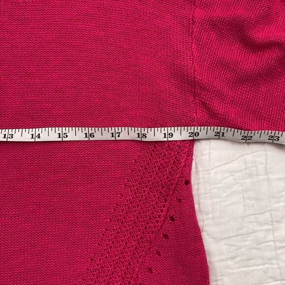 Anthropologie Knit Linen Blend Fuchsia Crewneck Sweater size XS - Picture 6 of 7